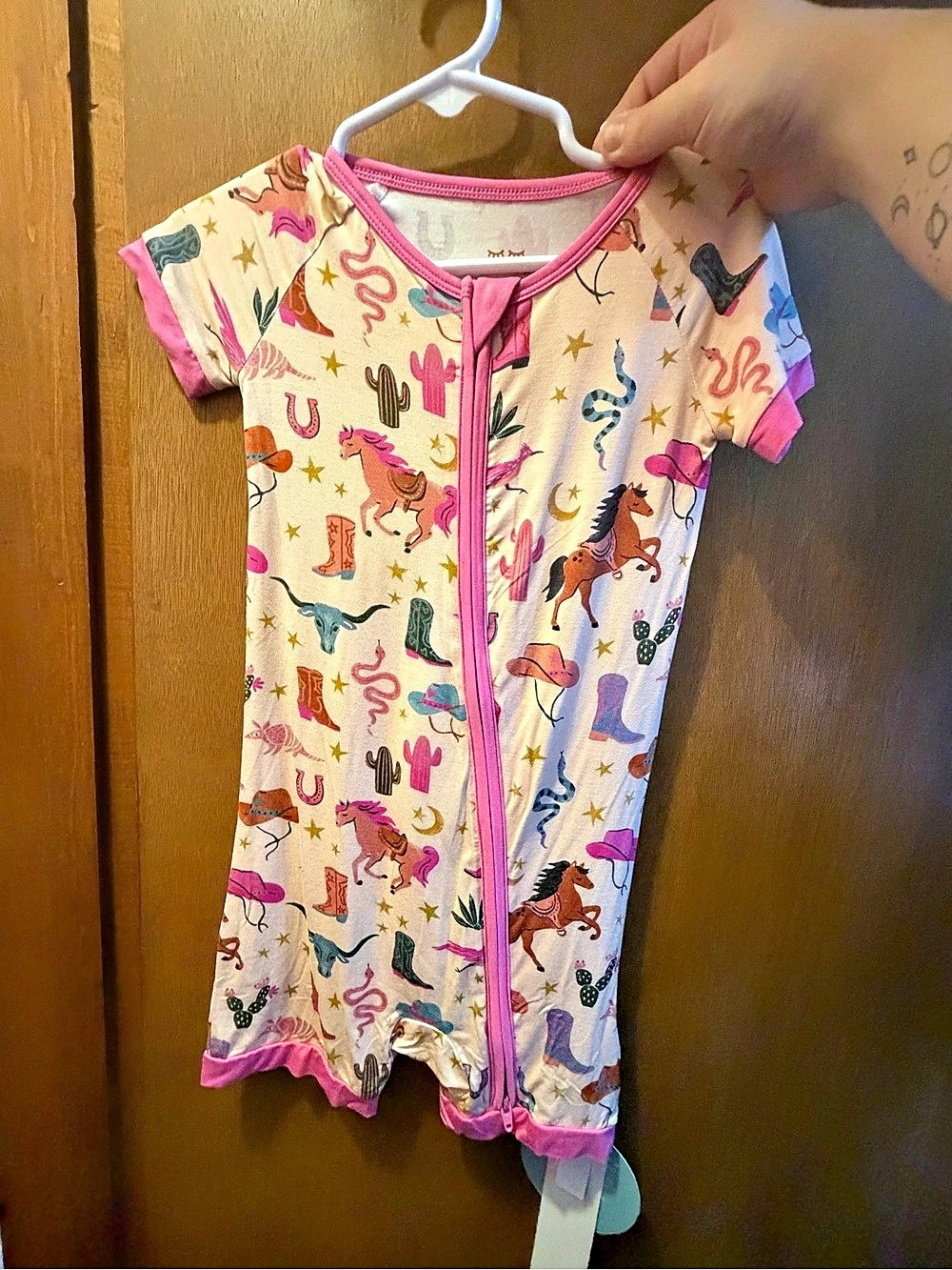 Little Sleepies Pink Rancher Round Up Shorty Zippy